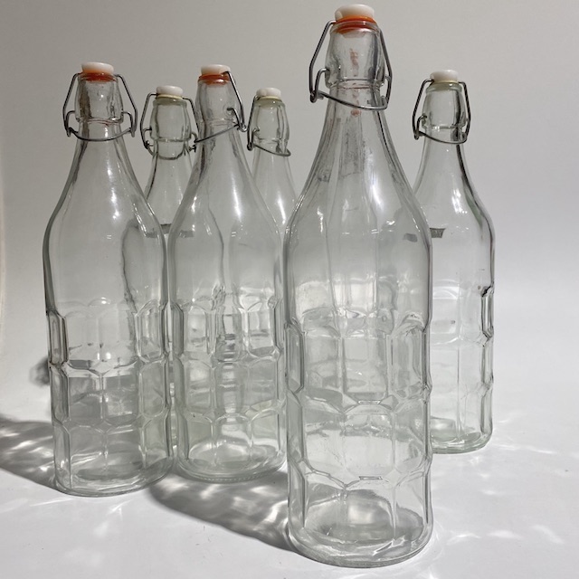 BOTTLE, Dimpled Glass w Swing Top